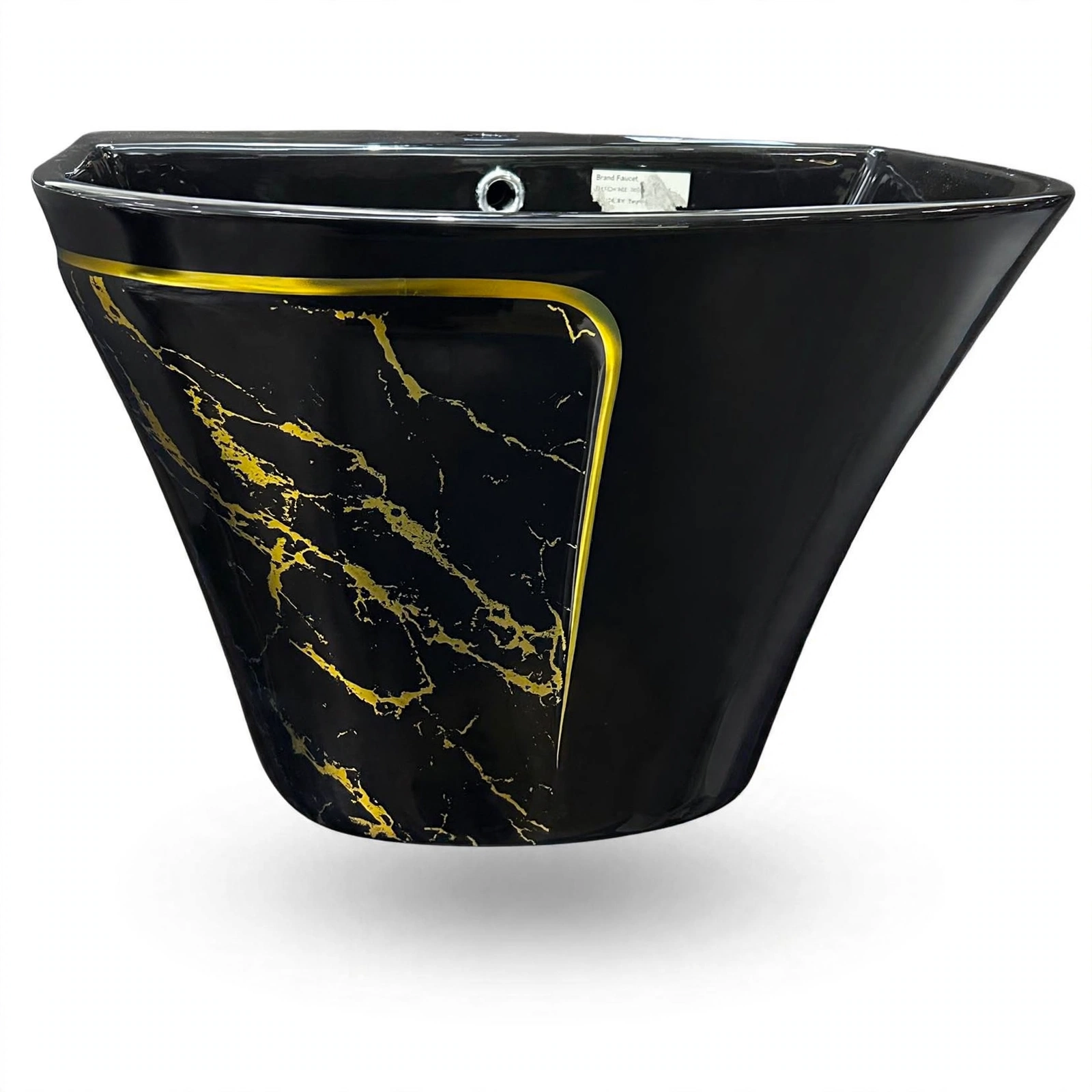 Wall Mount Wash Hand Basin-Black & Gold